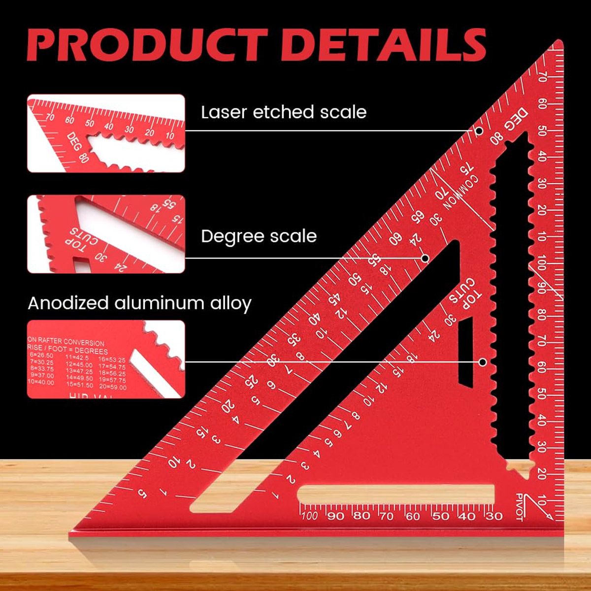 Woodworking Basics - Régua Triangular de Alta Precisão em