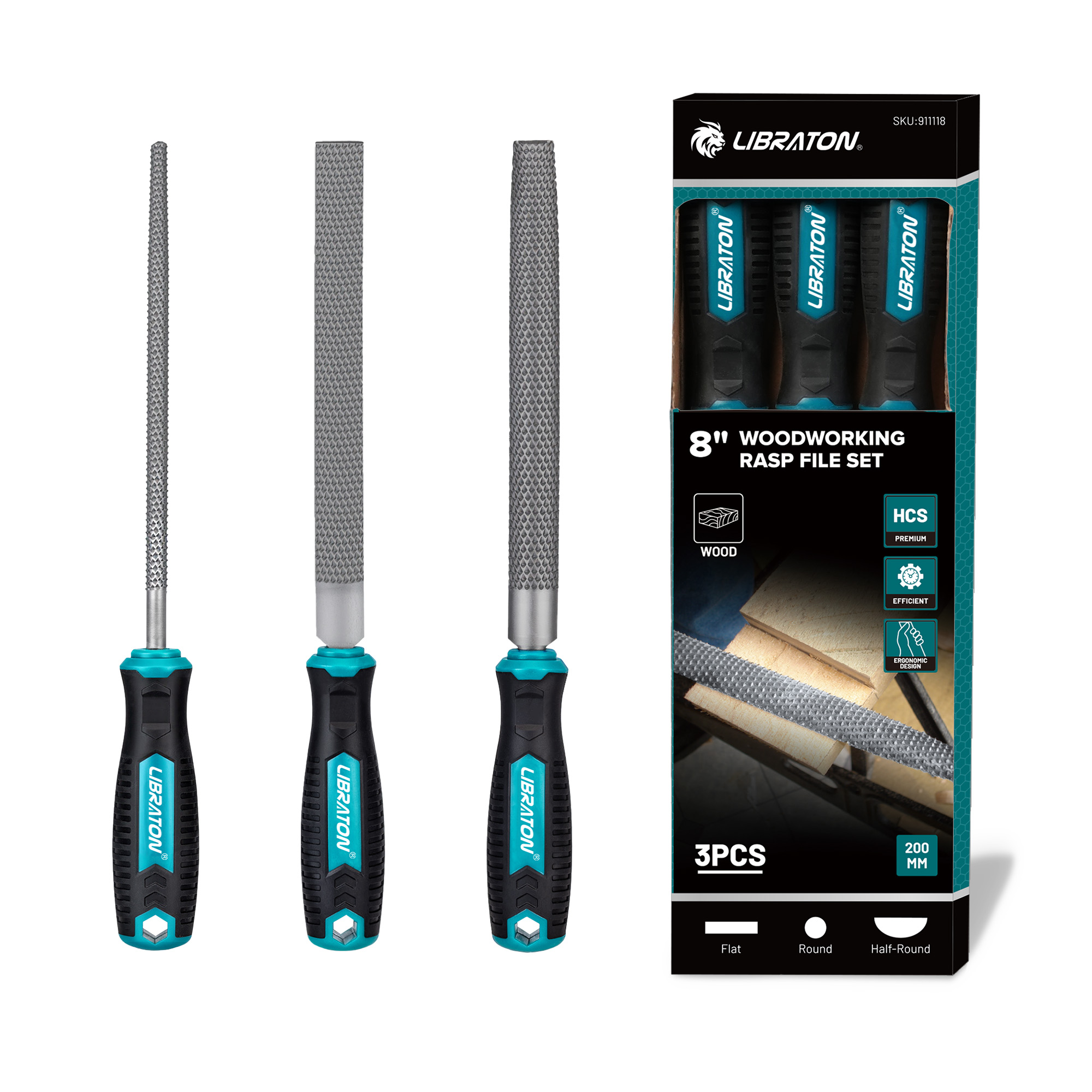 Woodworking Rasps And Files - Conjunto de 3 Limas de Madeira